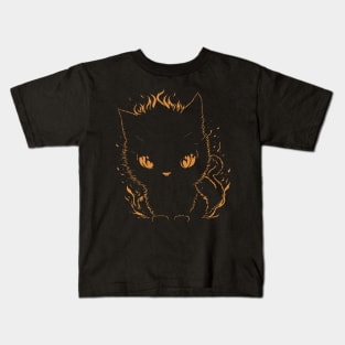 Flaming Feline Temper Kids T-Shirt